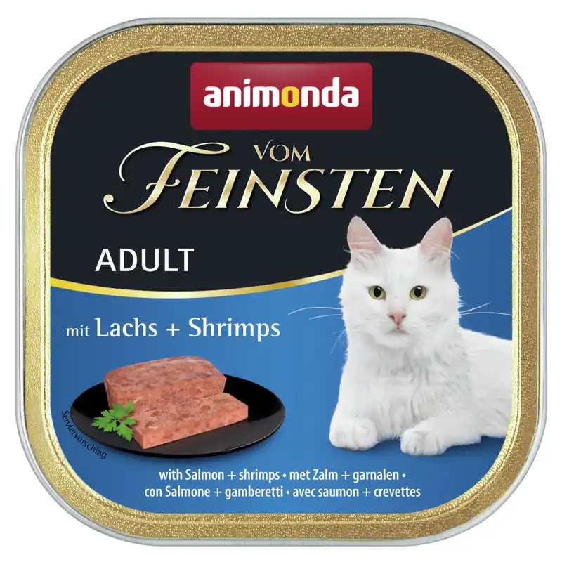 Sparpaket 8 x 100 g Animonda Vom Feinsten Adult mit Lachs + Shrimps Katzen Nassfutter Saisonangebot
